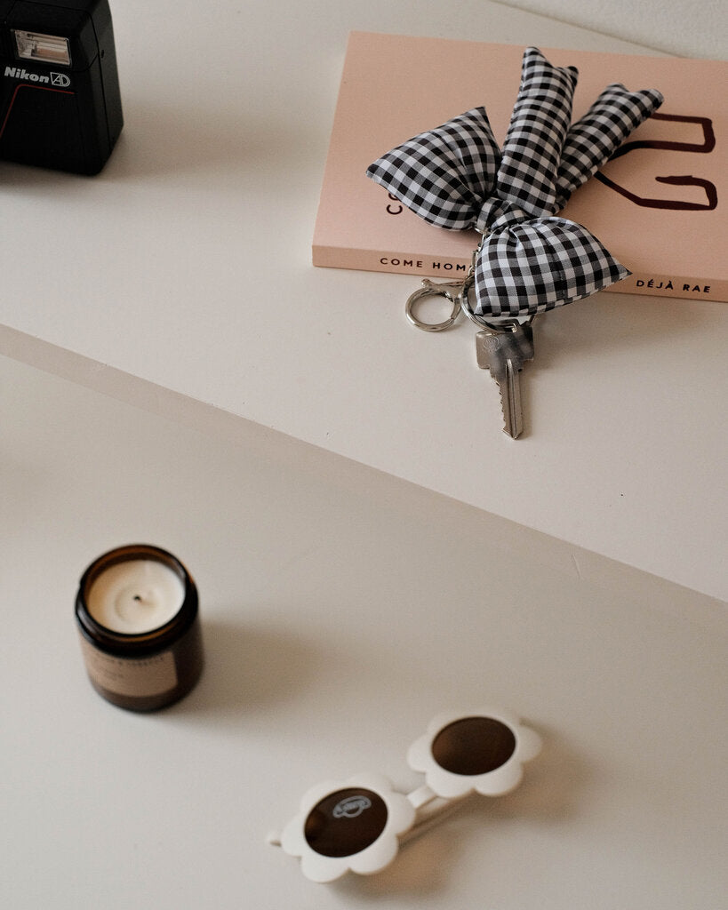 Plush Gingham Bow Key Chain