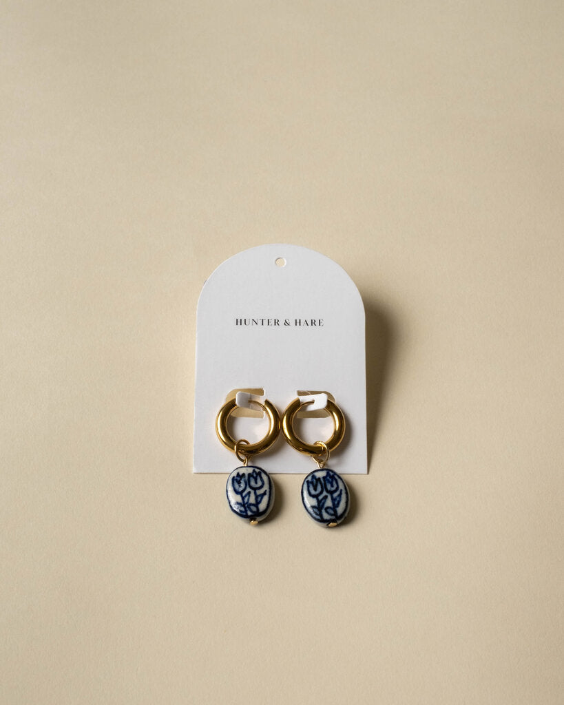 Tulip Porcelain Bead Huggies