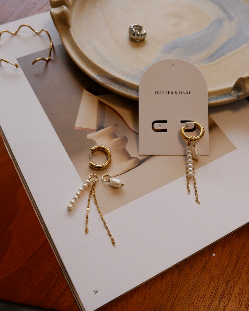 Lily Hoop with Pearl Dangles