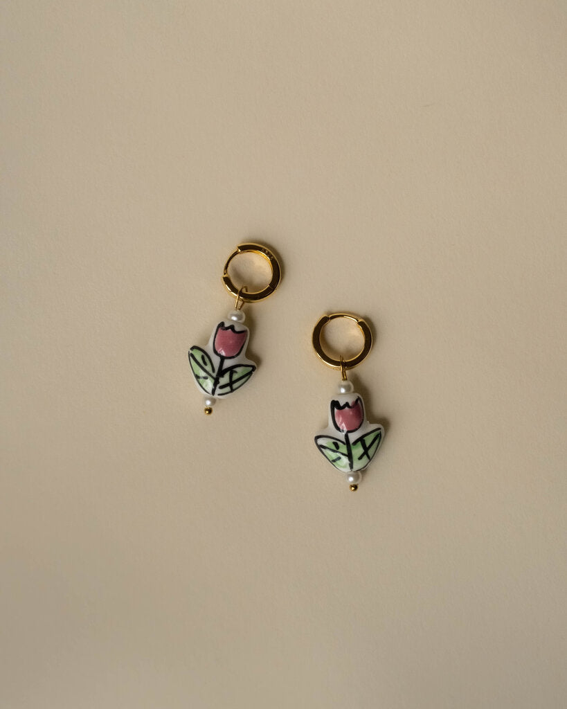 Amelia Tulip Charm Huggies
