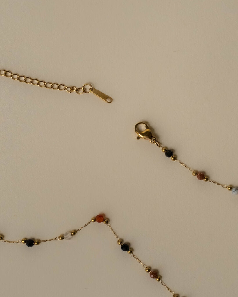Jessica Crystal Beaded Necklace - Gold Plated Stainlesss Steel