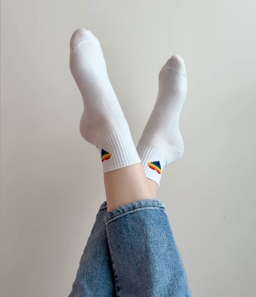 Pride Rainbow Heart Socks: 50% Proceeds to Charity