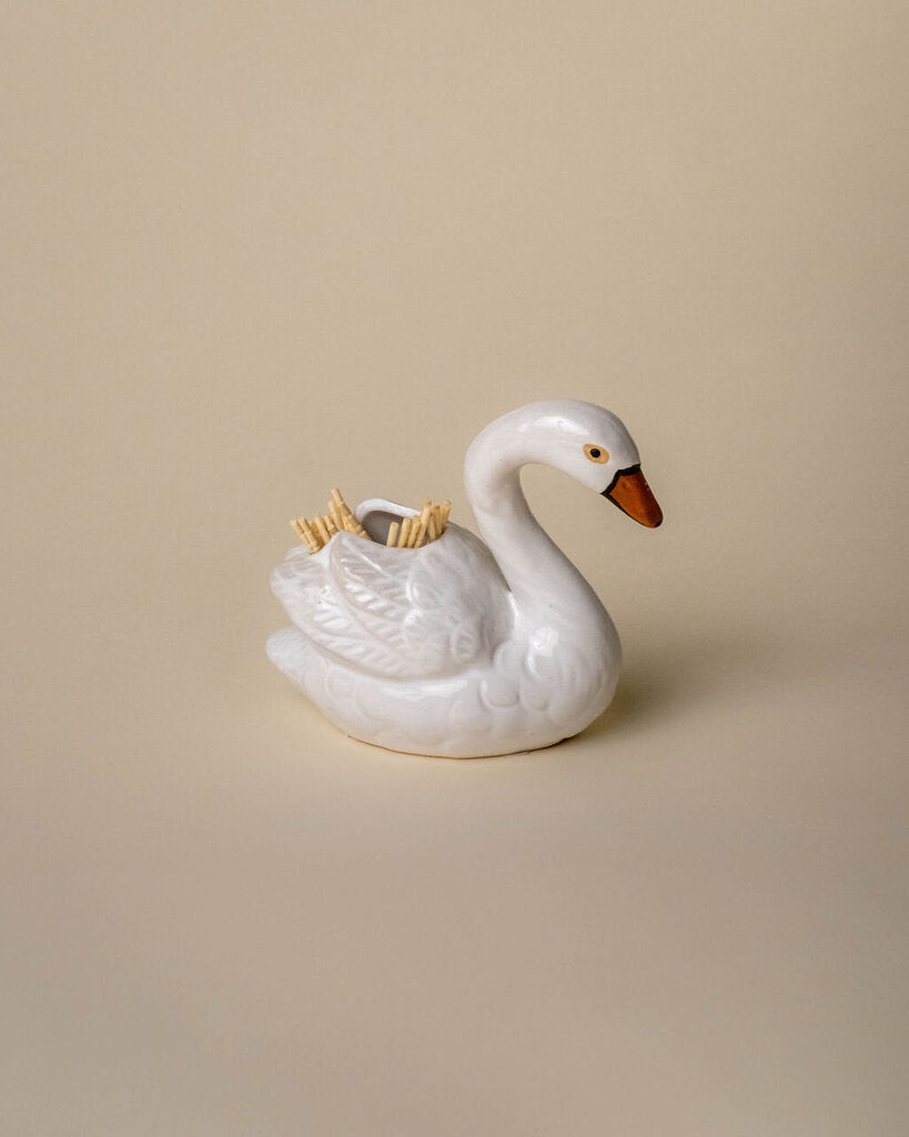 Stoneware Swan Shaped Toothpick Holder