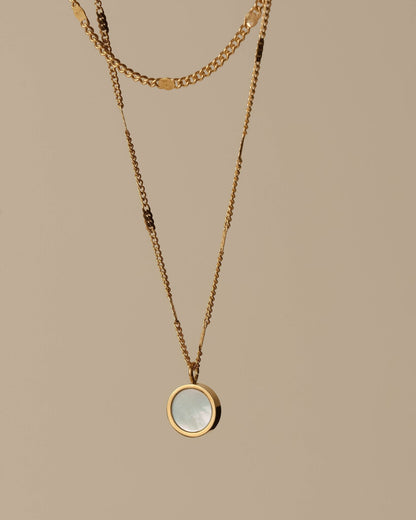Hunter & Hare: Sara Dual Chain Opal Shell Pendant Necklace