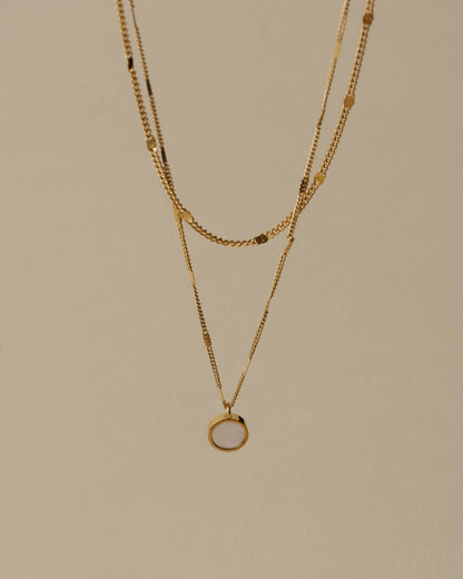 Hunter & Hare: Sara Dual Chain Opal Shell Pendant Necklace