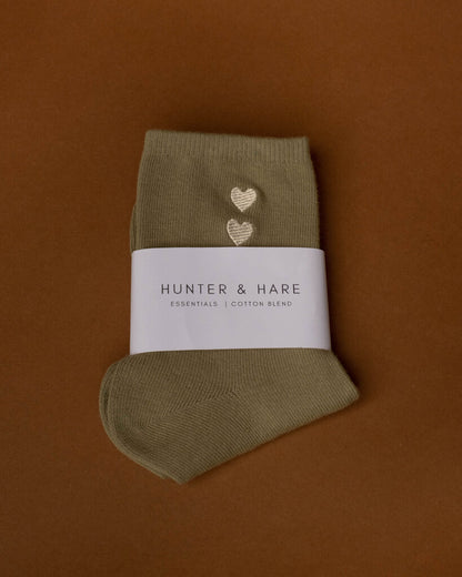 Two of Hearts Embroidered Socks