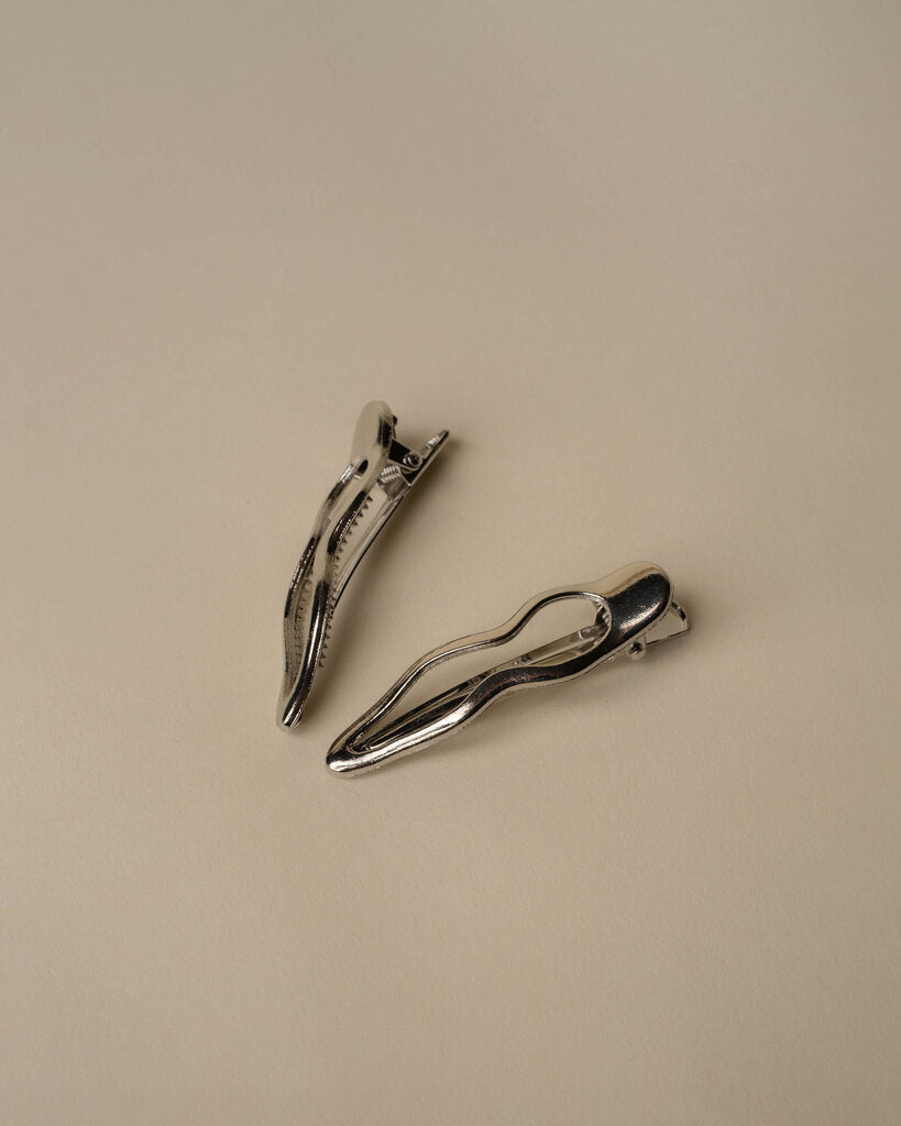 Chrome Ripple Hair Clips