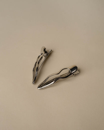 Chrome Ripple Hair Clips