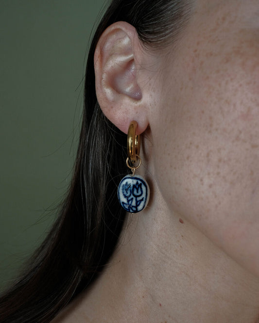 Tulip Porcelain Bead Huggies