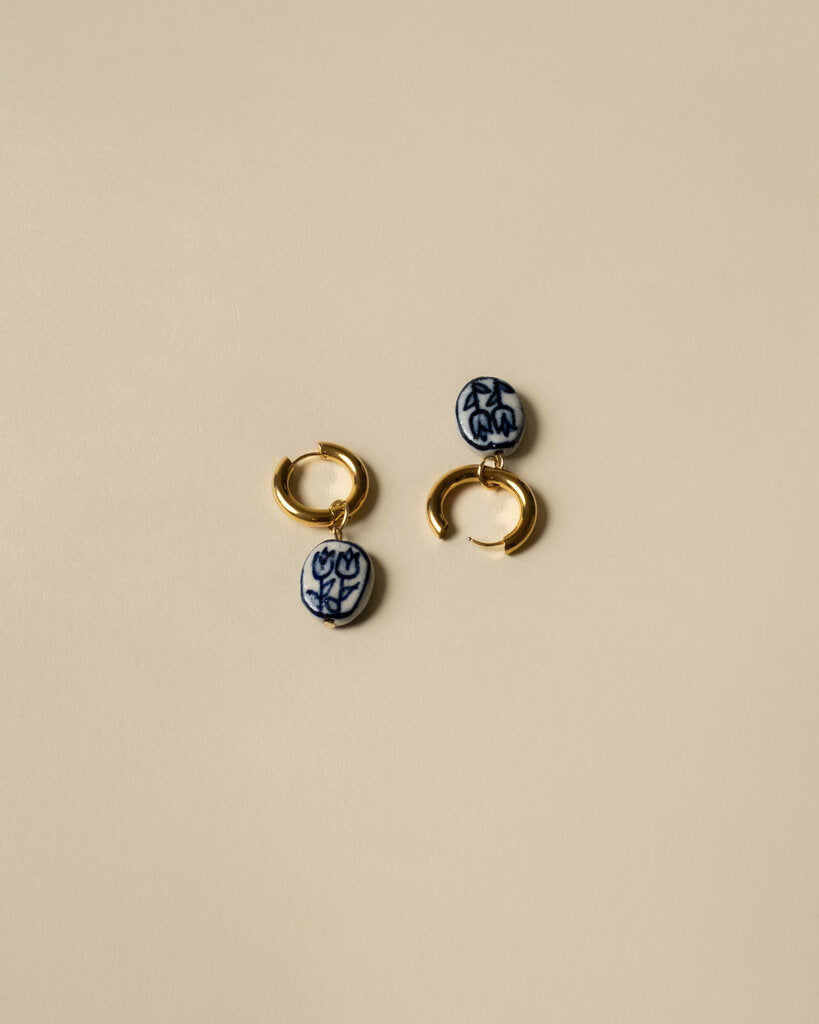 Tulip Porcelain Bead Huggies