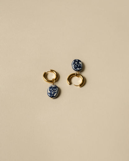 Tulip Porcelain Bead Huggies