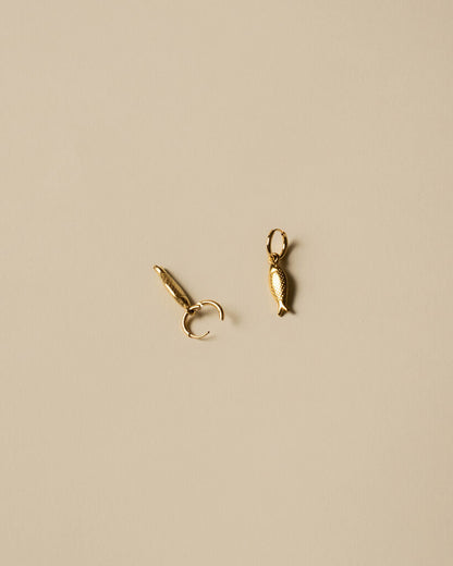 Fish Pendant Huggies - Gold Plated Stainless Steel
