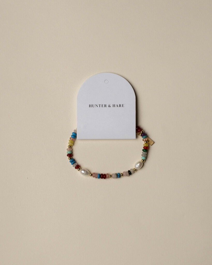Laney Natural Stone Rainbow Pearl Beaded Bracelet