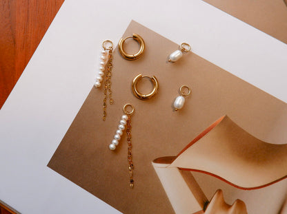 Lily Hoop with Pearl Dangles