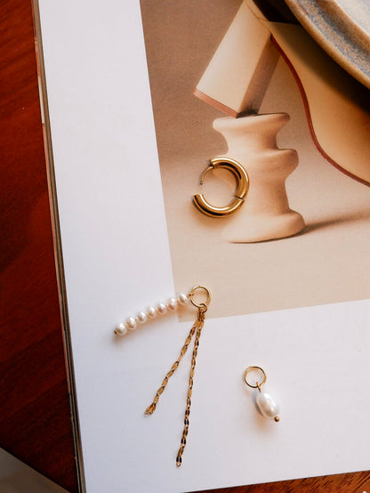 Lily Hoop with Pearl Dangles