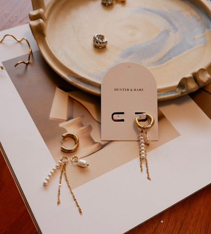 Lily Hoop with Pearl Dangles