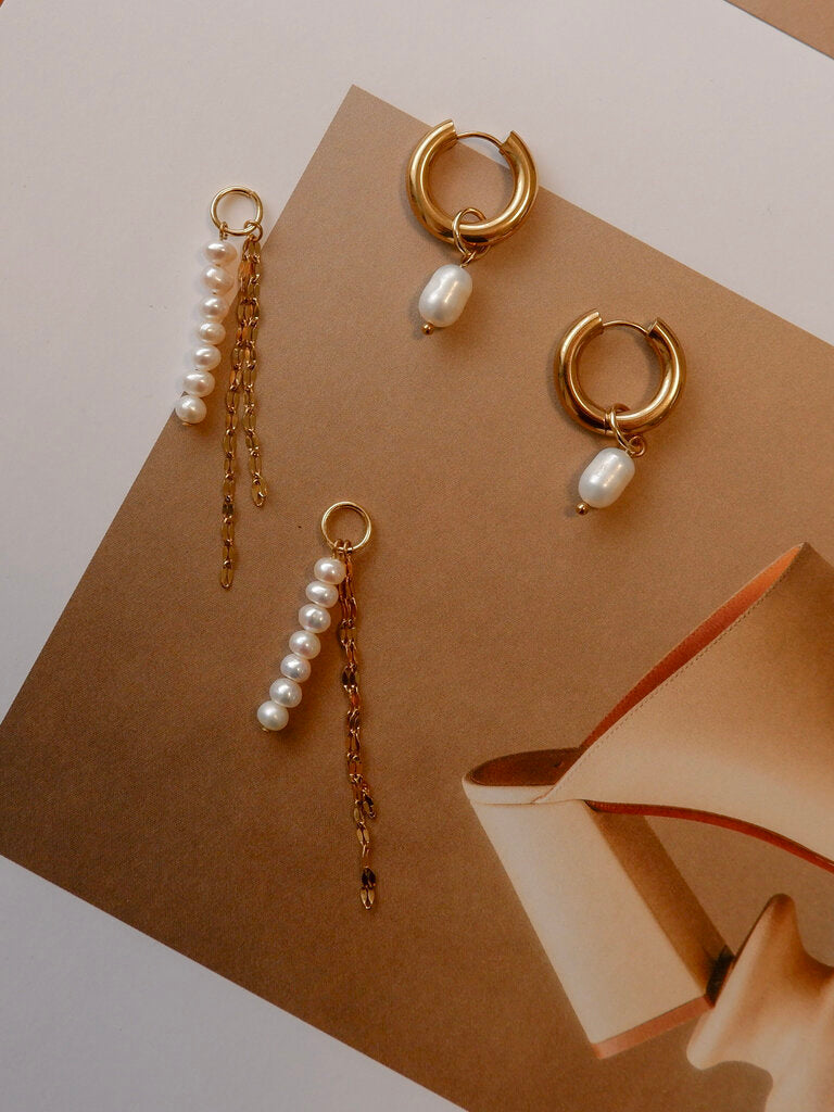 Lily Hoop with Pearl Dangles