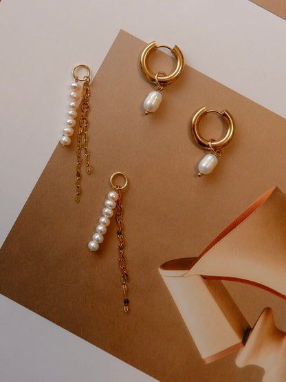 Lily Hoop with Pearl Dangles