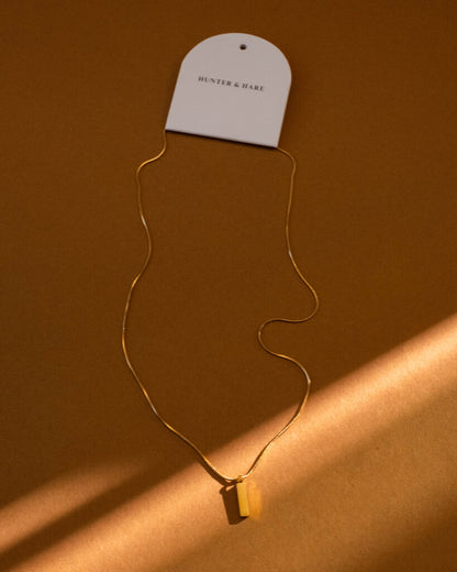 Reid Long Snake Chain Bar Pendant Necklace