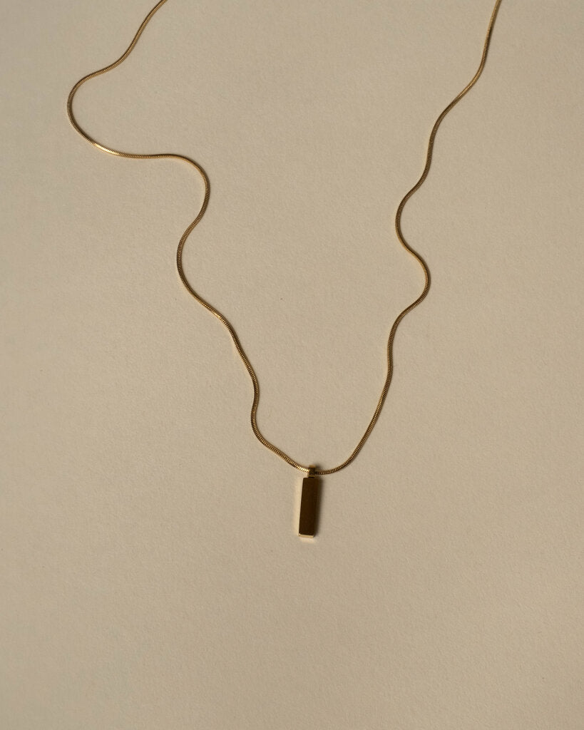Reid Long Snake Chain Bar Pendant Necklace