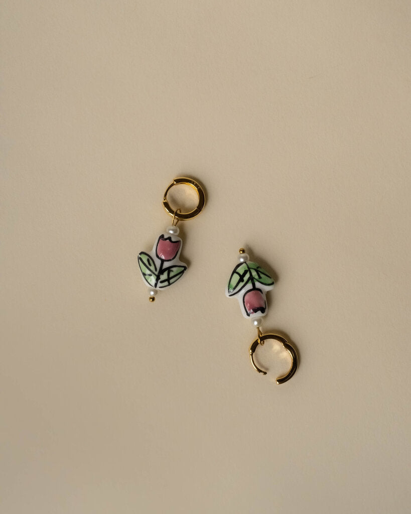 Amelia Tulip Charm Huggies
