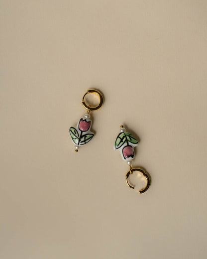 Amelia Tulip Charm Huggies