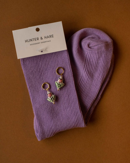 Amelia Tulip Charm Huggies