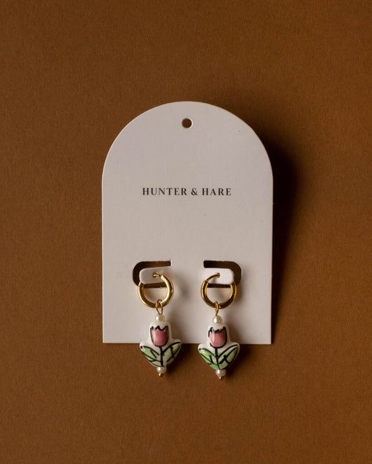 Amelia Tulip Charm Huggies