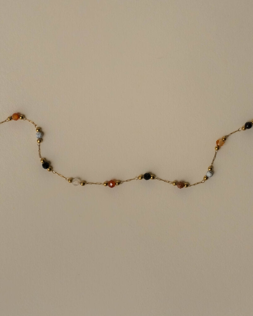 Jessica Crystal Beaded Necklace - Gold Plated Stainlesss Steel