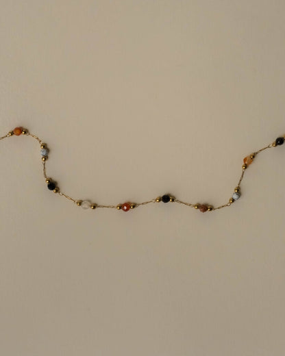 Jessica Crystal Beaded Necklace - Gold Plated Stainlesss Steel