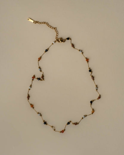 Jessica Crystal Beaded Necklace - Gold Plated Stainlesss Steel