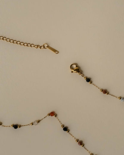 Jessica Crystal Beaded Necklace - Gold Plated Stainlesss Steel