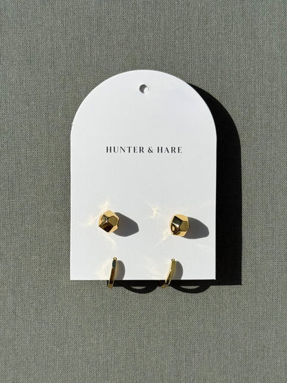 Luna Stud + Twist Hoop Earring Set