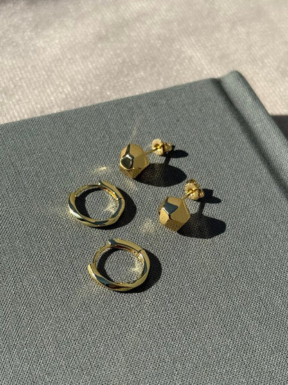 Luna Stud + Twist Hoop Earring Set