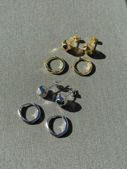Luna Stud + Twist Hoop Earring Set