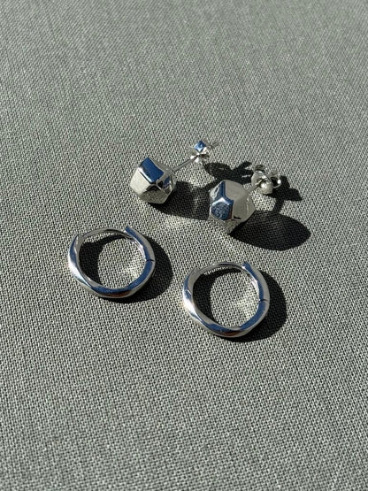 Luna Stud + Twist Hoop Earring Set