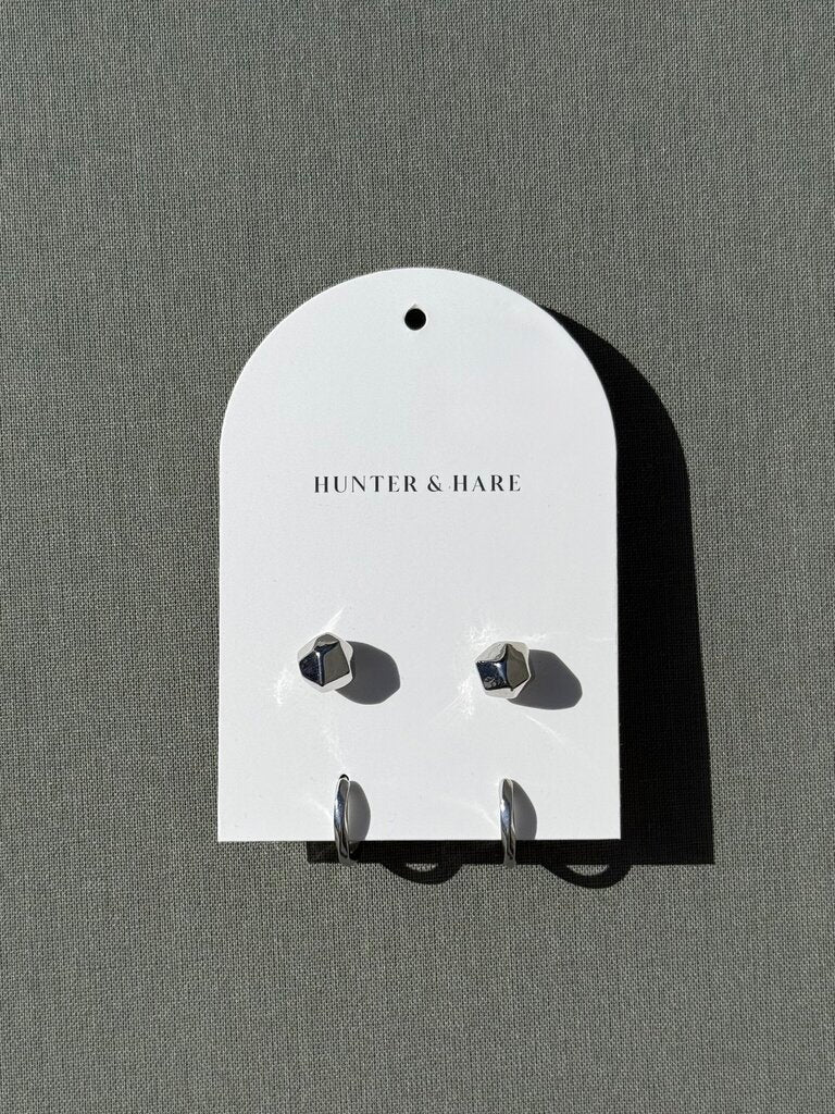 Luna Stud + Twist Hoop Earring Set