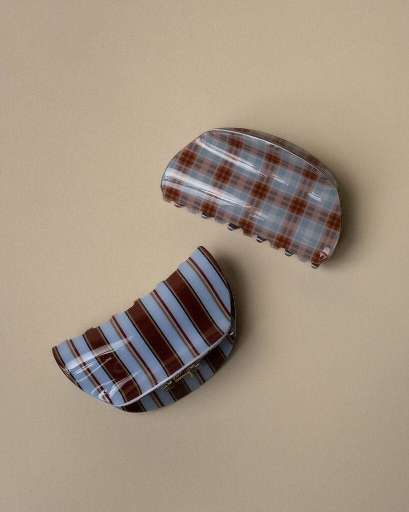 Blue and Brown Striped Hair Claw