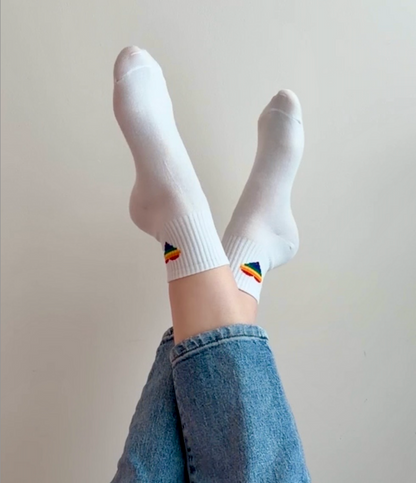 Pride Rainbow Heart Socks: 50% Proceeds to Charity