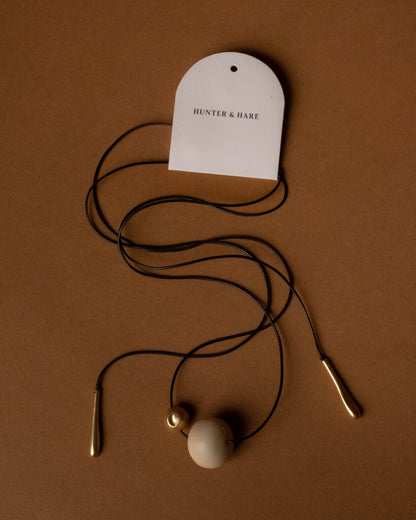 Layla Cream and Gold Bead Tie Necklace