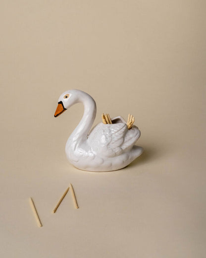 Stoneware Swan Shaped Toothpick Holder