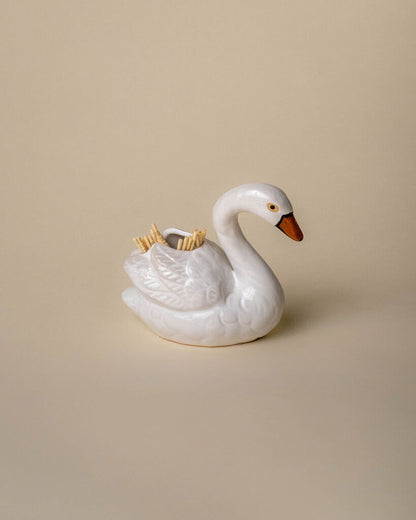 Stoneware Swan Shaped Toothpick Holder