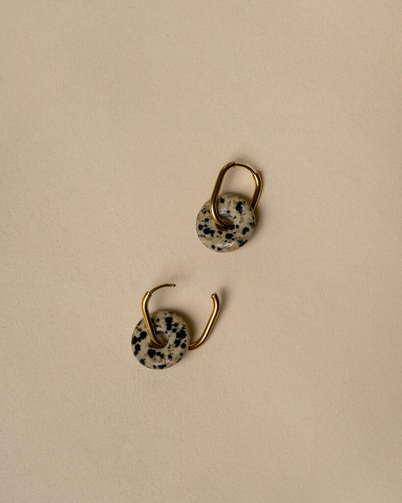 Elia Donut Stone Oval Hoop Earrings