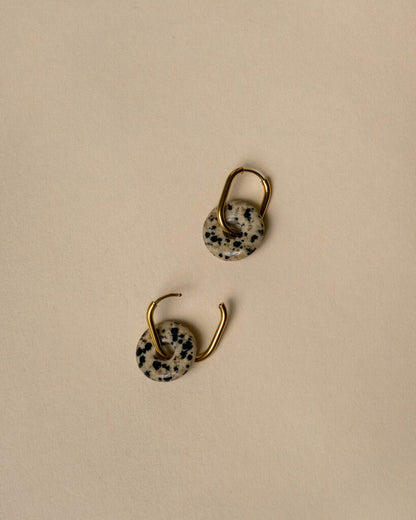Elia Donut Stone Oval Hoop Earrings