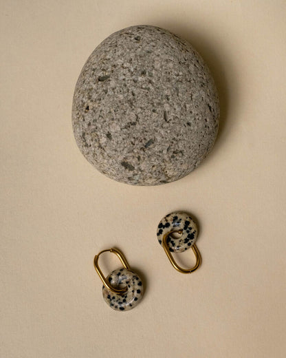 Elia Donut Stone Oval Hoop Earrings