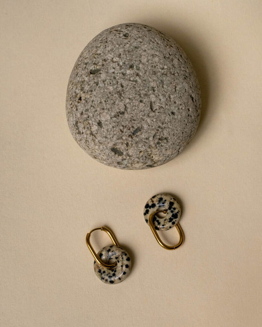 Elia Donut Stone Oval Hoop Earrings