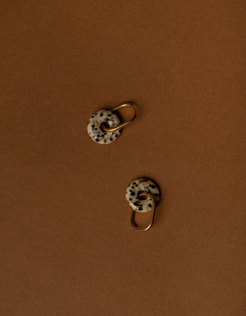 Elia Donut Stone Oval Hoop Earrings