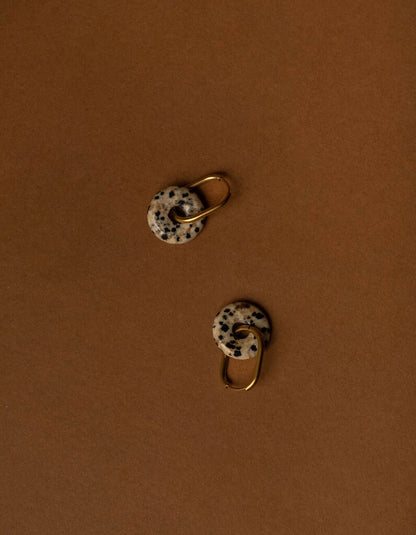 Elia Donut Stone Oval Hoop Earrings