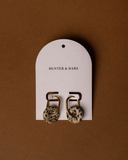 Elia Donut Stone Oval Hoop Earrings