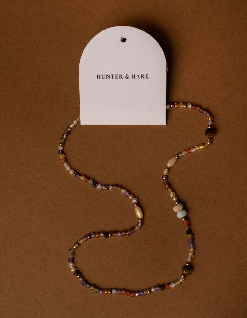 Sana Topaz Stone Beaded Necklace - Gold Plated Stainless Steel